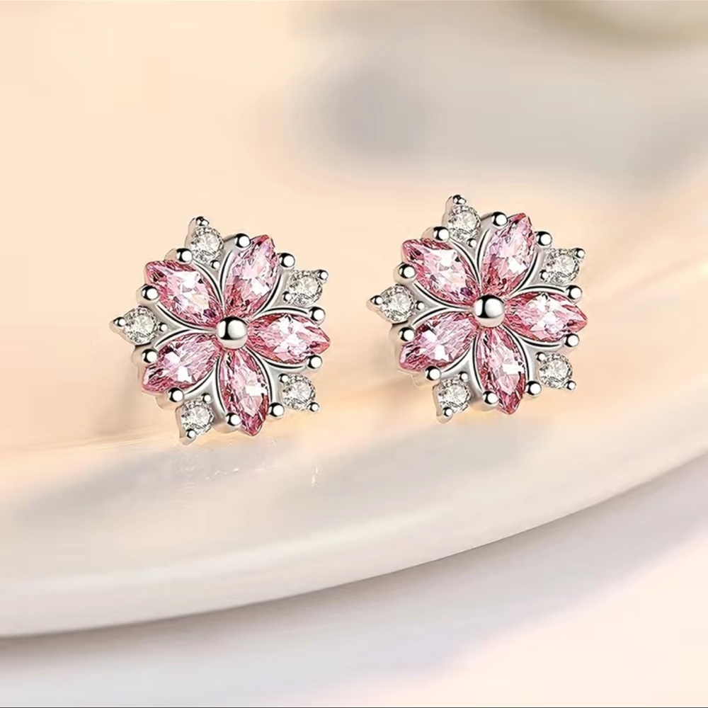 🌸 Cheery Blossoms Elegant Silver 925 Earrings with sapphires